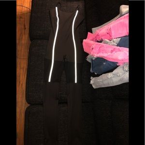 Black reflective sleeveless jumpsuit